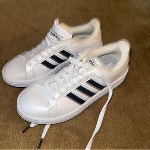 Adidas Classic White Sneakers with Black Stripes